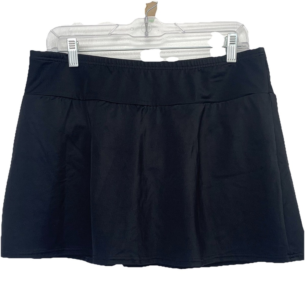 Lands End Black Swim Skirt Shorts 14 Pull On Stretch Bathing Suit Basic Travel
